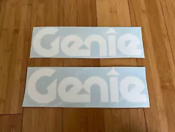 Genie Vinyl 12” (set 2x) Decal Logo Sticker Boom Scissor Fork Lift - Color White.