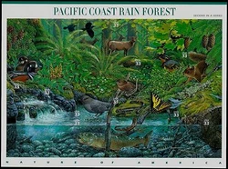 Scott # 3378. The temperate rain forest stretches along the Pacific coast from northern California to the Gulf of...