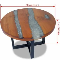   Features: This unique coffee table, made of solid teak and mango wood with a transparent resin decoration, exudes a...