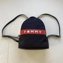 Y2K Tommy Hilfiger Mini Canvas Backpack Red/White/Blue with Adjustable Straps. Please see all pictures for details and...