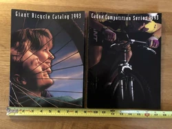 These are two bike catalogs, a 1993 Giant catalog and a Cadex bike catalog. The Cadex catalog has 22 pages and the...