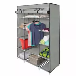 Designed With Hanging Rods Plus Shelves. 1 x No Canvas Wardrobe. 1 x Non-Woven Fabric Wardrobe. Adding More Space For...