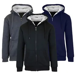 You will look stylish and hip rocking this varsity-style sherpa lined hoodie when out and about. This will be your...