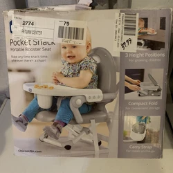 Brand new Chicco Pocket Snack Booster Seat, Grey. This was returned due to damaged box. Contents were checked. No...