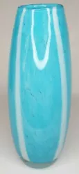 Blue, White Fluid Pattern Glass Vase.