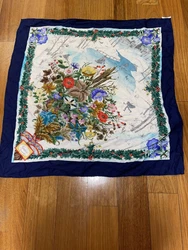 GUCCI Scarf Flower pattern blue Silk VintagePre-owned Please see photos as they are part of the description!!