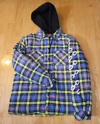 Up for sale is an Authentic OFF-WHITE C/O VIRGIL ABLOH Dusty Blue Plaid Hooded Overshirt Jacket Size Medium. This...