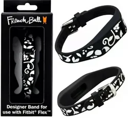 French Bull Designer Band for Fitbit Flex - Floral Black & White W/ Chrome Clasp.