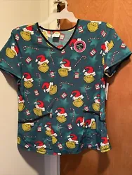 The Grinch Scrub Top Shirt Who Stole Christmas Dr.Seuss MED Medical Veterinary.