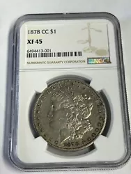 1878 CC Morgan Silver Dollar NGC XF45. Key date/mint. Highly desired.