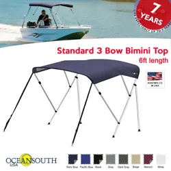 Oceansouth 3 Bow Bimini Top is a strong, high quality Bimini Top ideal forV-Hull Boats and Jon Boats. Standard 3 Bow...