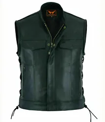 Top Grain Cowhide Premium Leather 1.1-1.2mm. Leather Vest. This Vest Allows Custom Fitting with Adjustable Side Lather...