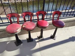 Antique 1900s Soda Fountain Ice Cream Parlor Stools X12. We have 12 of these chairs ..need to have the seat cushions...