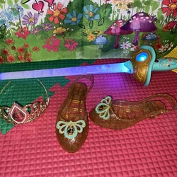 Disney Elena of Avalor Royal Ball Accessory Set Tiara Shoes & Sword. Nice used condition. They work well. We have the...