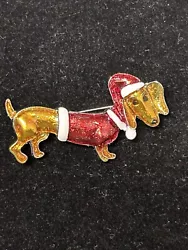 Dachshund Dog Brooch Christmas Santa Dotson Pin.