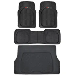 Includes: 2 front mats, 1 rear runner (can be cut into 2 separate mats if desired), 1 cargo liner. Flexible and Tough -...