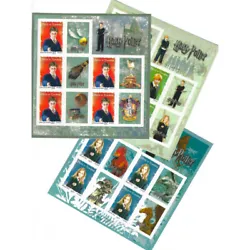 Fête du timbre. Héros de la série Harry Potter timbres de France autoadhésifs N°114 à 116 émis en 2007....