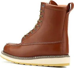 Soft toe work boot is constructed with a steel shank for extra sturdiness, and Goodyear double welt for durability....