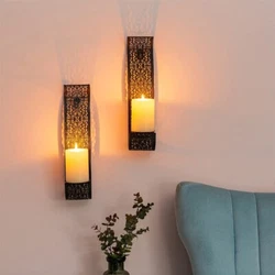 Suitable for tea lights, candles or short column candles. Shelving Solution Wall Sconce Candle Holder Wall-Mount Pillar...