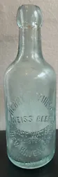Great rare Henry Utzinger Weiss beer bottle . 27 East Water ST New Haven CT. Bottle by Karl Hutter New York. Bottle is...