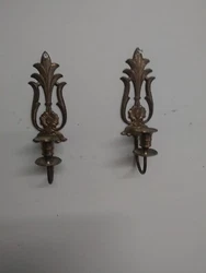 Brass Wall Sconce Candle Holders PAIR World Bazaar India Floral. Candle holders have some wax from use, good condition,...
