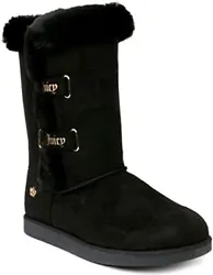This lightweight winter boot with plush texture on the ankle and inside of boot and subtle Juicy Couture logo on back...