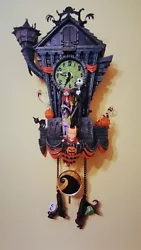 This fully sculptural cuckoo clock is handcrafted to recreate the spooky charm of Tim Burtons imaginative classic. It...