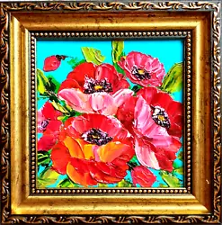 Original painting poppies. Original flowers impasto painting. ✔ Title: Poppy. This painting is created with...