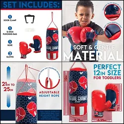 MINI PUNCHING BAG: The youth sized PVC punching bag hangs from any standard doorway using the included door clamp and...