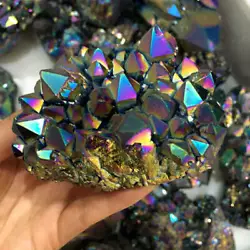 Type:Rainbow titanium bismuth coated cluster stone. -1x Titanium bismuth coated stone cluster decor. -Shape:Irregular...