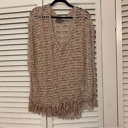 Sweet N Sinful size Small Bohemian Open Knit Fringe V Neck Oversized PonchoSize small measurements in photos Bohemian...
