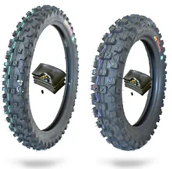WIG Racing Z-Series 90/100-14 and 70/100-17 tires with inner tubes combo. Self cleaning - Designed with a raised...
