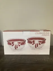 Celebrations by Mikasa Ruby Ribbon Tea Light Holder, Set of 2 Crystal Glass Dish. Please see photos for details and...
