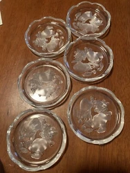 Coasters Val St Lambert Crystal Intaglio Fruit Design Made in Brussels Crystal Set Of 6. Beautiful no chips cracks or...