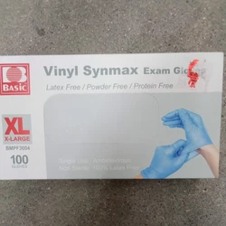 Basic Synmax Vinyl XL Exam Gloves, Blue - Box of 100. Latex free / powder-free/protein free