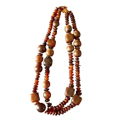 Vintage Amber resin beaded brown Neckle Anne Klein double strand. Condition: great overall estate findSee photos for...