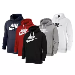 Nike Mens Hoodie Sportswear Club Fleece Active Graphic Pullover Sweatshirt, Black, L.