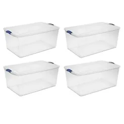 12 Gal Hinged Lid Industrial Tote Bin Plastic Stackable Containers Box Set of 6. Sterilite Adult Plastic 15 Qt. Latch...