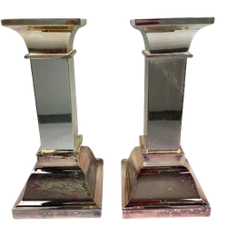 Set of 2 Lunt Silverplated Retro Candlestick Holders 7
