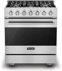 Viking 3 Series RVGR33025BSS. 5 Sealed Burners, 4 Cu. Ft. Oven Capacity, Continuous Grates, Self-Clean, SureSpark™...