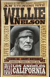 Willie Nelson’s 90th Birthday Poster LE of 1300 Long Story Short. Hollywood BowlApril 28 -29, 2023Franks Bros....