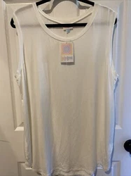Rayon spandex, very stretchy. Sleeveless, oversized. Solid white.