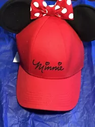 Disney Minnie Mouse Polka Dot Baseball with Ears, Red Youth Hat Cap New Bright.