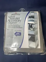 New -Closet Solutions by United Solutions- 6 Shelf Sweater & Accessory Organizer. Strong, Over-Rod Hang Strap.