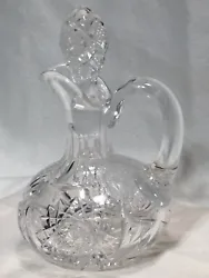 Vintage DeepCut Crystal Glass Brilliant Shine Very nice weightOil & Vinegar Cruet Decanter Egg Shaped...