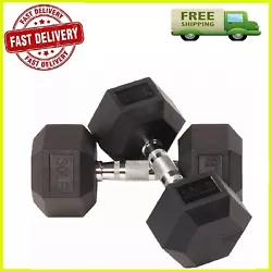 BalanceFrom Rubber Hex Dumbbells. Dumbbells are hexagon shaped to prevent rolling. - Build total-body strength with the...