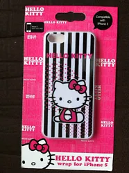 Hard Case. The back has Hello Kitty artwork with black and white stripes. Covers both sides.