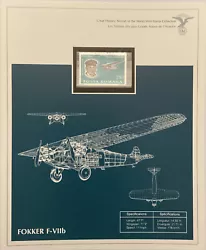 Timbres des plus grands avions de l’histoire FOKKER F-VIIb. Issu d’une collection
