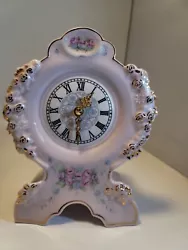 Vintage Beautiful Porcelain Mantle Shelf Clock, Quartz, Bohemian Glass H&C Czech made COUNTESS collection by Bohemian...