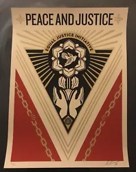 Shepard Fairey. Signed & Numbered by Shepard Fairey. Peace & Justice Summit. Limited to 500.